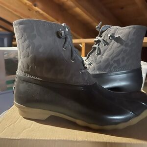 Sperry Gray and Black Winter Boots with Waterproof Design